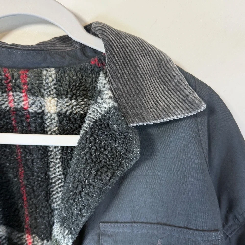Vtg Polo Ralph Lauren Field Jacket Mens M Navy Blue Sherpa Lined Rugged Hunting